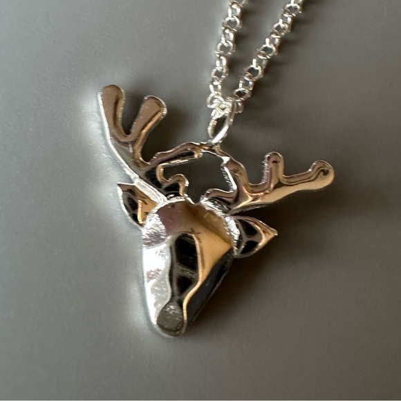 Sterling Silver Buckhorn Antler Necklace - Picture 6 of 10